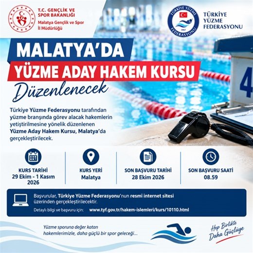 Yüzme Aday Hakem Kursu Malatya’da Düzenlenecek